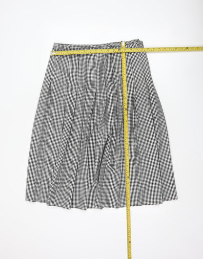 Essentials Women's Black Check Pleated Skirt Size 14