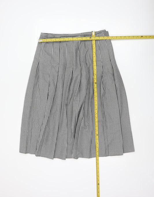 Essentials Women's Black Check Pleated Skirt Size 14