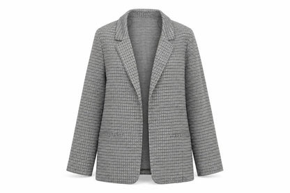 Et Vous Women's Grey Houndstooth Single-Breasted Blazer Size 10