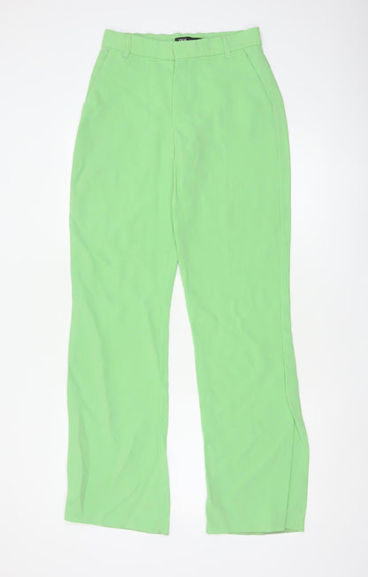 Zara Women's Green Straight Leg Crepe Trousers Size S