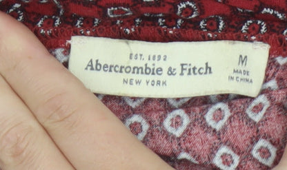 Abercrombie & Fitch Women Red Patterned Viscose Playsuit Size M