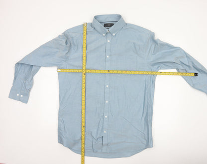 Marks and Spencer Men's Blue 16.5 Regular Fit Pure Cotton Oxford Shirt
