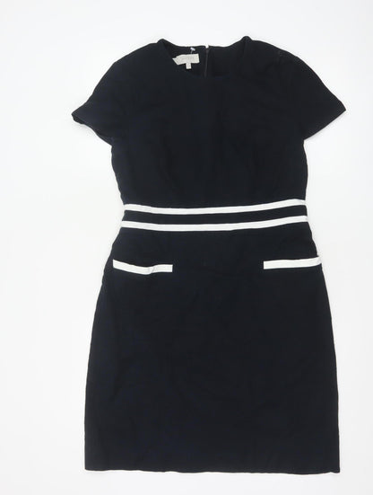 Hobbs Women Blue Short Sleeve Sheath Work Dress Size 12