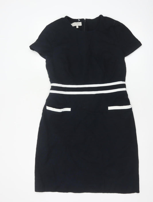 Hobbs Women Blue Short Sleeve Sheath Work Dress Size 12