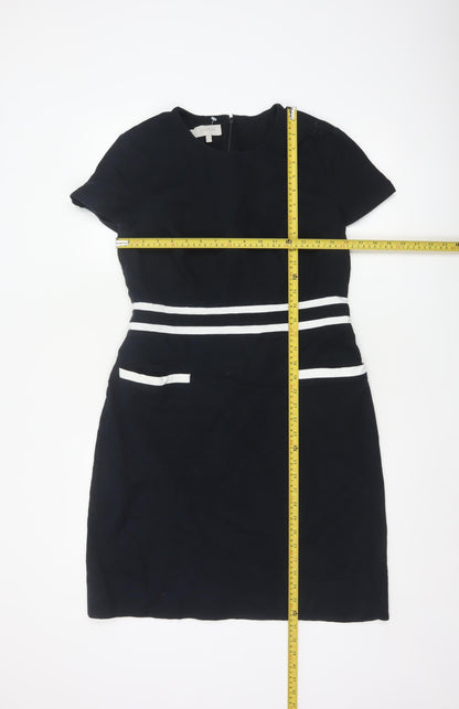 Hobbs Women Blue Short Sleeve Sheath Work Dress Size 12