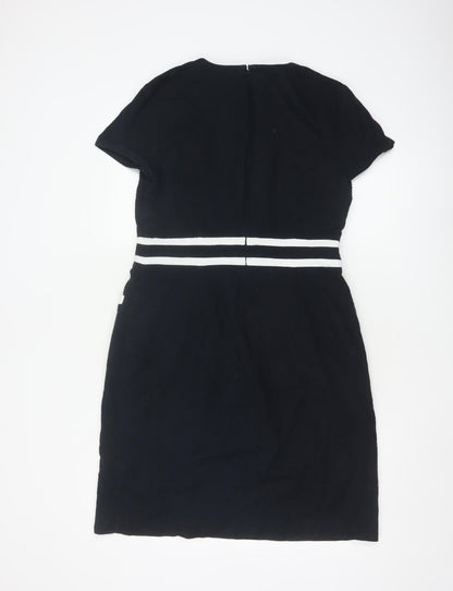 Hobbs Women Blue Short Sleeve Sheath Work Dress Size 12