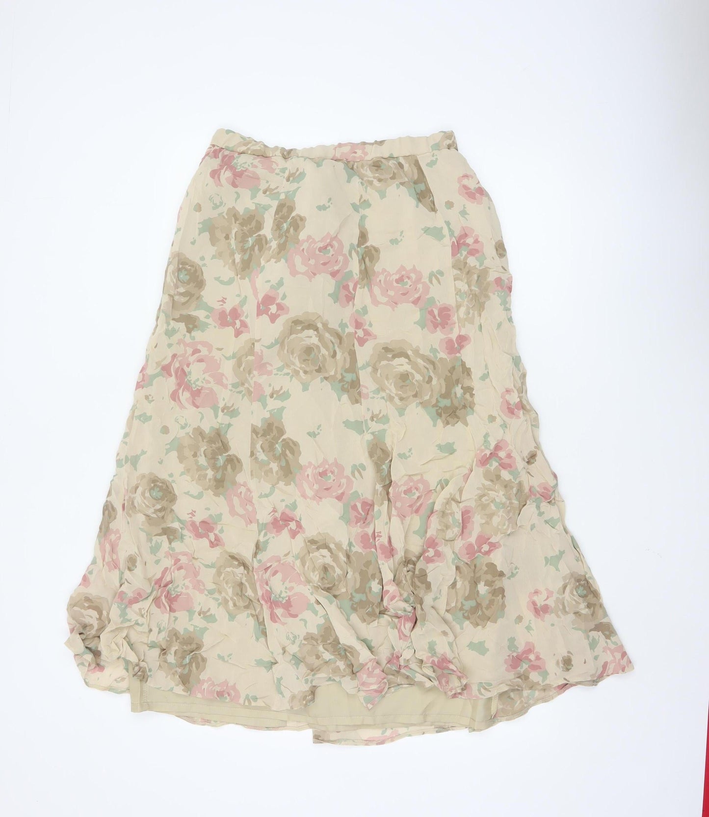 Gina Bacconi Women Beige Floral Midi A-Line Lightweight Skirt UK 14