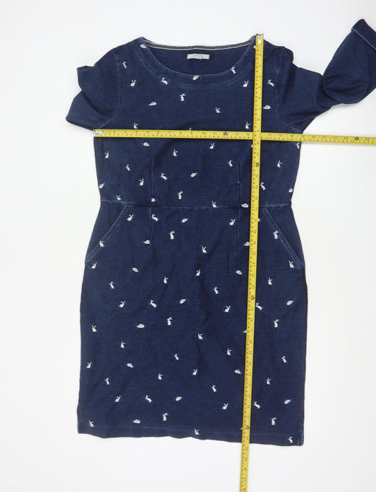 White Stuff Women Blue Animal Print Shift Dress Size 14