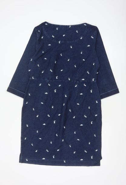 White Stuff Women Blue Animal Print Shift Dress Size 14