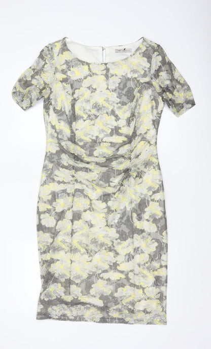 Marks and Spencer Women Grey Floral Lace Sheath Dress Size 14