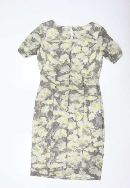 Marks and Spencer Women Grey Floral Lace Sheath Dress Size 14