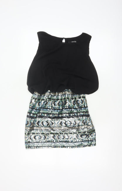TFNC London Women's Black Sequin Short Bodycon Party Dress Size S