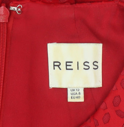Reiss Women Red Sleeveless Fit & Flare Dress UK 12 Elegant Party Style
