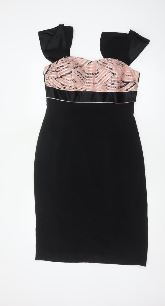 Veni Infantino for Ronald Joyce Women's Black & Pink UK 12 Bodycon Dress