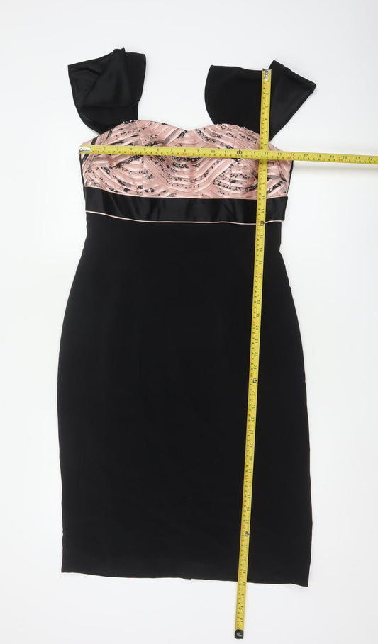 Veni Infantino for Ronald Joyce Women's Black & Pink UK 12 Bodycon Dress
