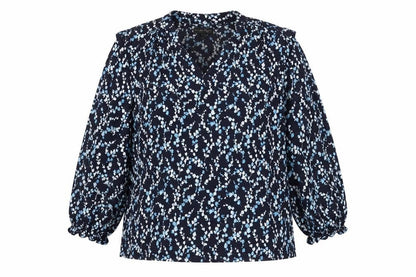 Phase Eight Women’s Blue Floral V-Neck Long Sleeve Blouse Size 12