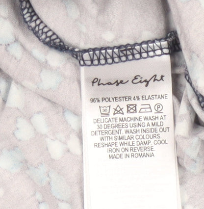 Phase Eight Women’s Blue Floral V-Neck Long Sleeve Blouse Size 12