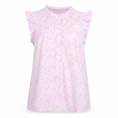 Front view of Crew Clothing Pink Floral Ruffle Sleeveless Blouse, size 16