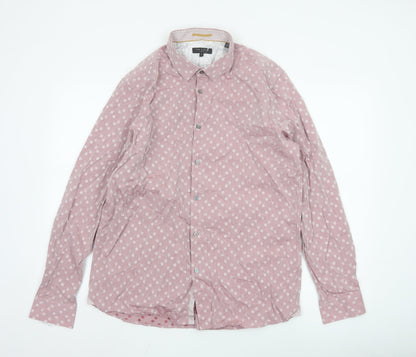 Ted Baker Men’s Pink Polka Dot Cotton Button-Up Shirt Size L