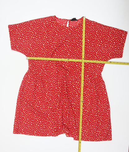 Wednesday's Girl Women's Red Floral Skater Dress XL Short Sleeve
