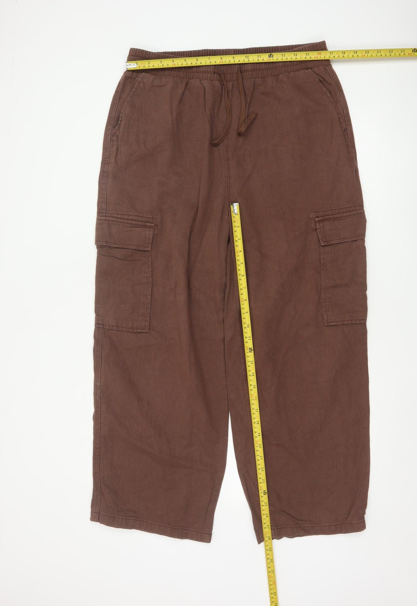 Collusion Womens Brown Cargo Trousers Size 14 Regular Cotton