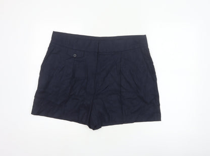 Marks and Spencer Womens Blue Linen Blend Chino Shorts Size 18