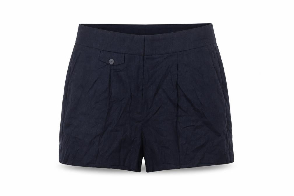 Marks and Spencer Womens Blue Linen Blend Chino Shorts Size 18