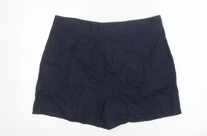 Marks and Spencer Womens Blue Linen Blend Chino Shorts Size 18