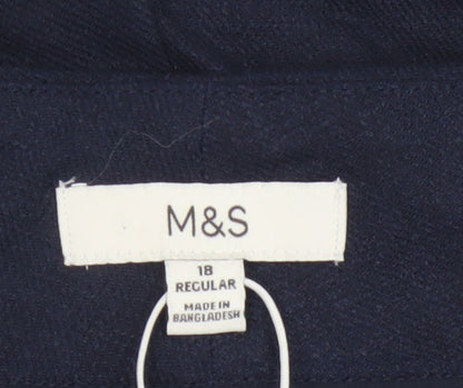 Marks and Spencer Womens Blue Linen Blend Chino Shorts Size 18