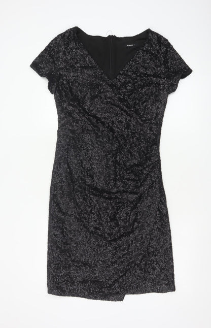 Roman Women Black Sequin Bodycon Knee Length Party Dress Size 12