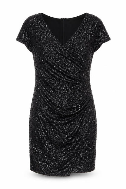 Roman Women Black Sequin Bodycon Knee Length Party Dress Size 12