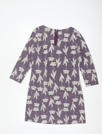 White Stuff Women Purple Floral Mini Shift Dress Size 8 Polyester Blend