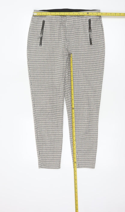Next Women's Grey Check Slim Trousers Size 14R Viscose Blend