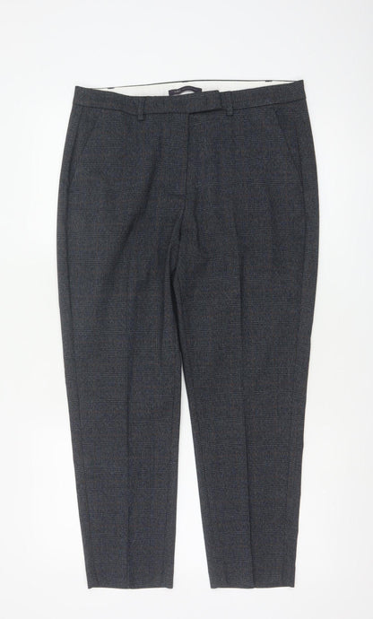 Marks and Spencer Womens Navy Mix Checked Trousers UK 14 Short