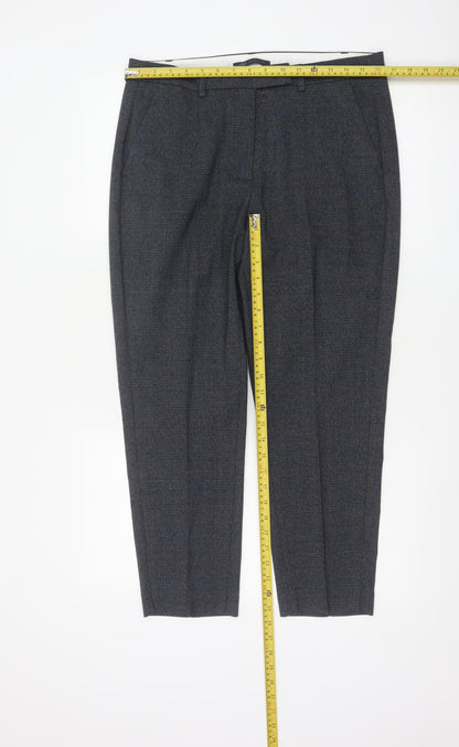Marks and Spencer Womens Navy Mix Checked Trousers UK 14 Short