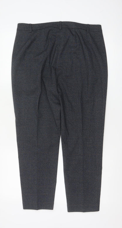 Marks and Spencer Womens Navy Mix Checked Trousers UK 14 Short