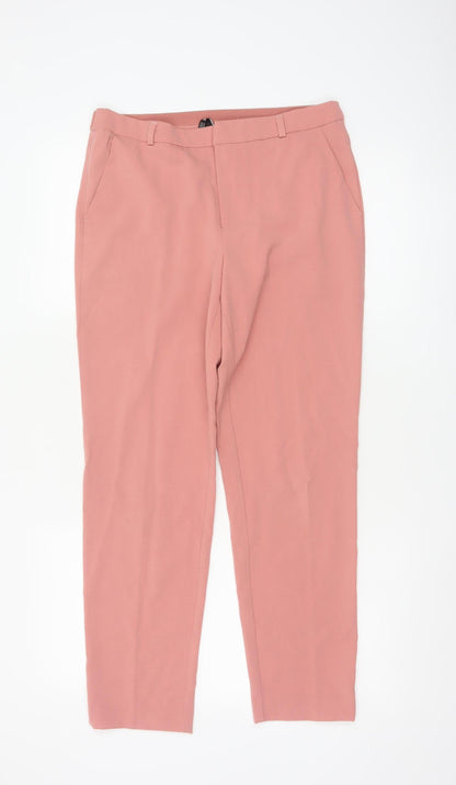 Stradivarius Women Pink Cropped Trousers M Polyester Blend