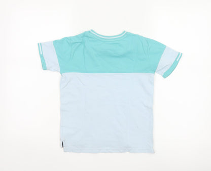 Ted Baker Boys Blue Colourblock Logo T-Shirt 8 Years Short Sleeve