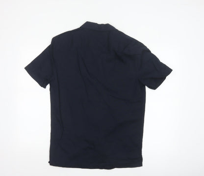 Marks and Spencer Men's Blue Linen Blend Regular Fit Short Sleeve Shirt S