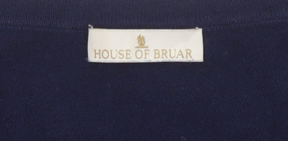 House of Bruar Women's Blue Silk Cotton Cashmere Short Sleeve T-Shirt Size 12