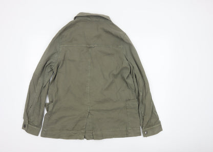 Fat Face Women’s Green Jacket Size 12 Military Style Cotton Blend