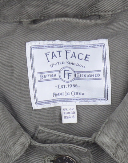 Fat Face Women’s Green Jacket Size 12 Military Style Cotton Blend