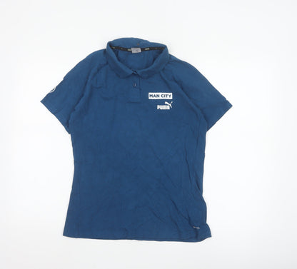 Puma Women Blue Man City Polo Shirt M Short Sleeve