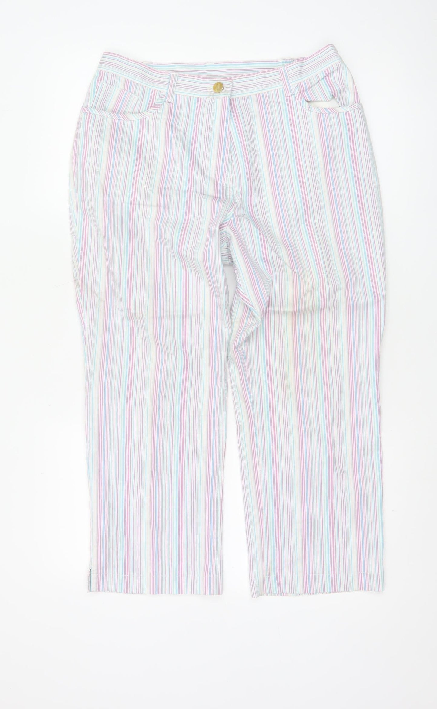 Marks and Spencer Women’s Multicoloured Cropped Striped Trousers Size 12