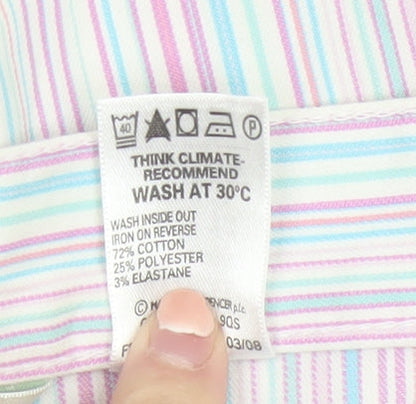 Marks and Spencer Women’s Multicoloured Cropped Striped Trousers Size 12