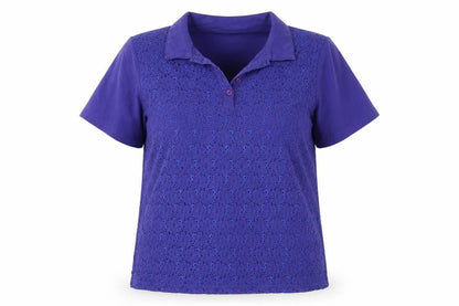 Cotton Traders Women's Purple Lace Polo Blouse Size 10