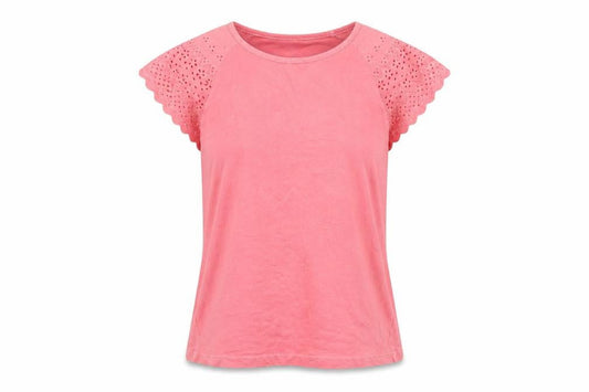 GAP Womens Pink Cotton Short Sleeve Crochet Trim T-Shirt Size M