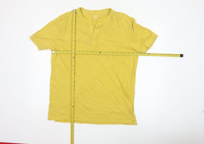 GAP Men’s Yellow Vintage Slub Henley Cotton T-Shirt L