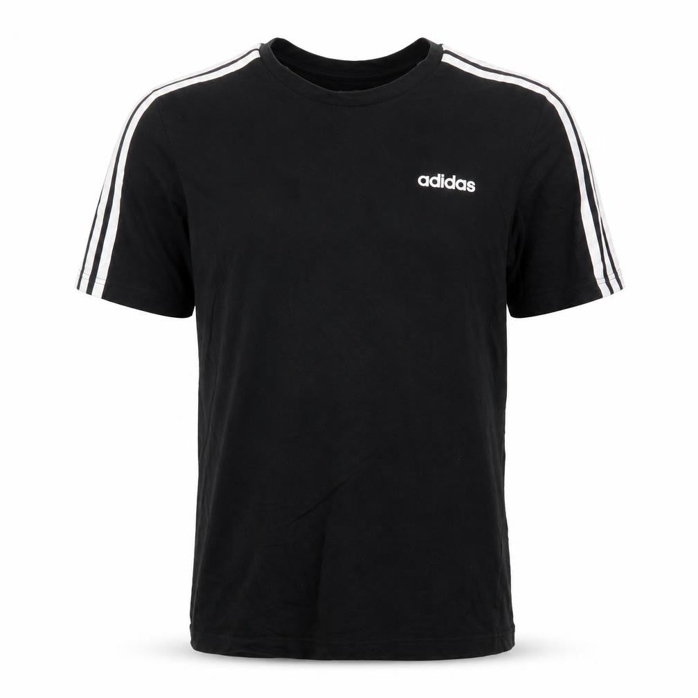 Front view of Adidas Men's Black Short Sleeve Crew Neck Logo T-Shirt, size M