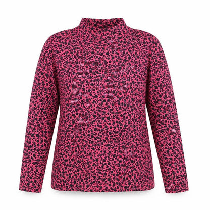 Marks & Spencer Womens Pink Floral Long Sleeve Jersey Mock Neck Top Size 14